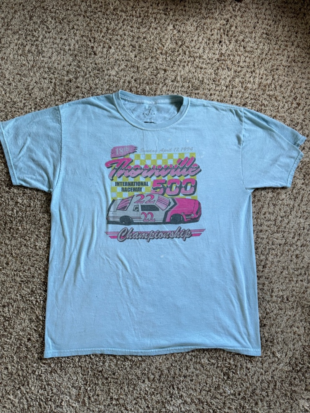 Light Blue 'Thornville 500' Graphic Vintage Style Tee